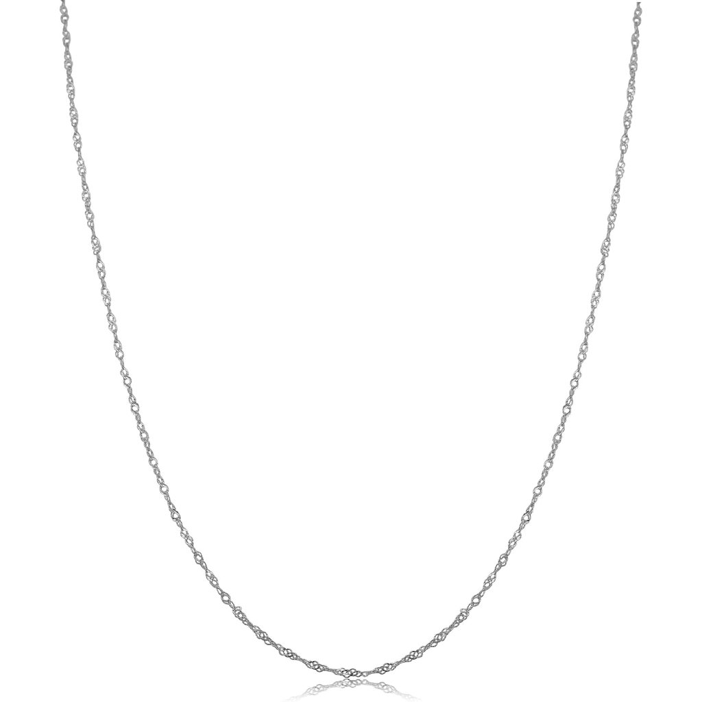 Womens Singapore Chain Classic - 10k White Gold Singapore Chain Necklace
